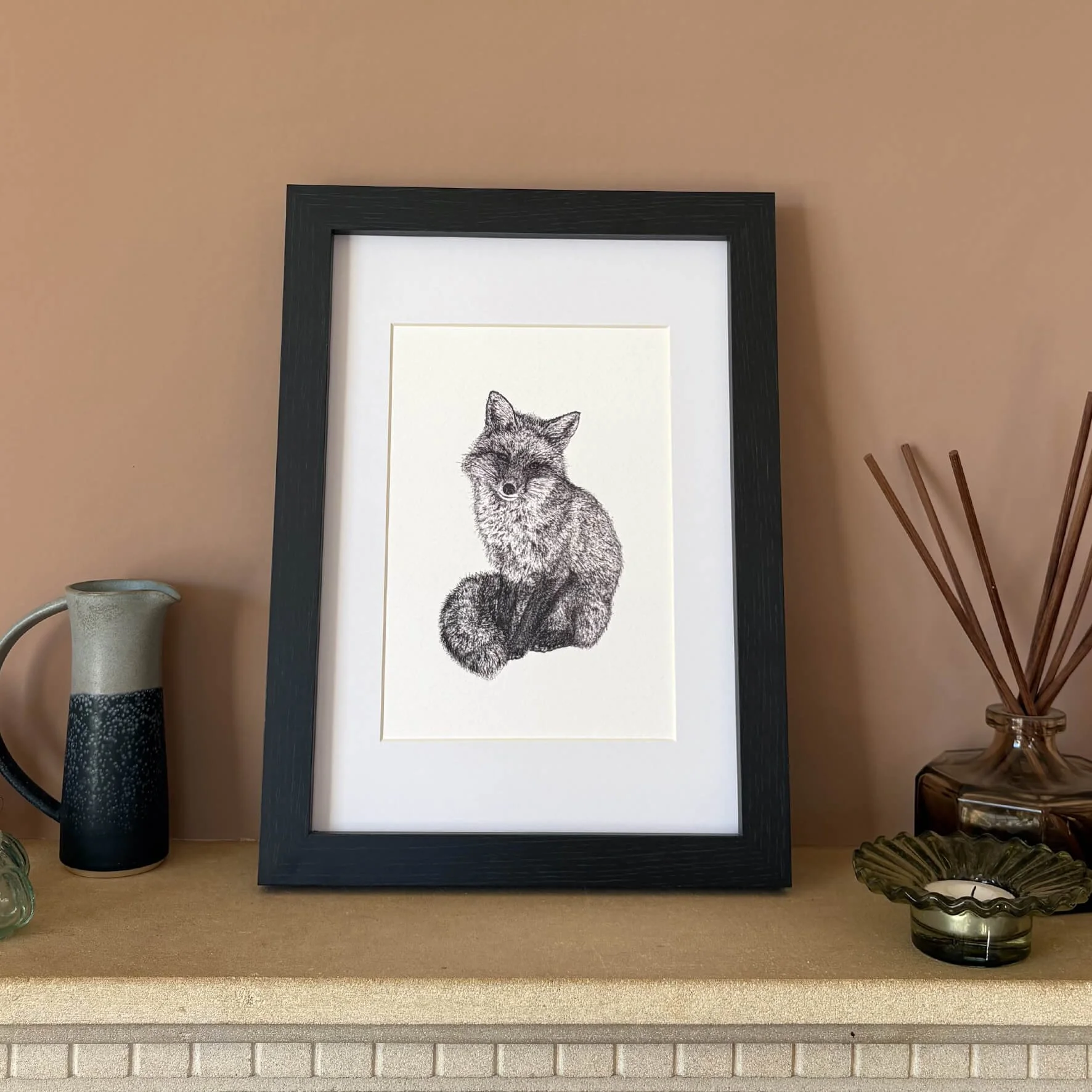 Framed Felix Fox Print - A4