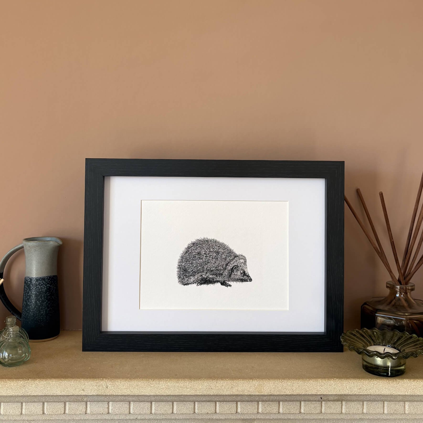 Framed Horace Hedgehog Print - A4