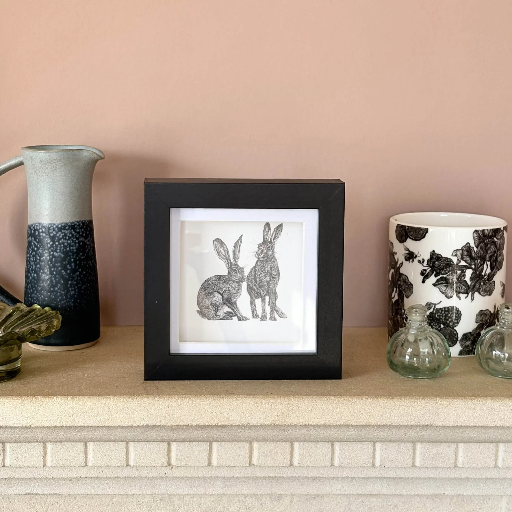 Mini_frame_hares_illustrated_print_plaster_wall_shelf.jpg