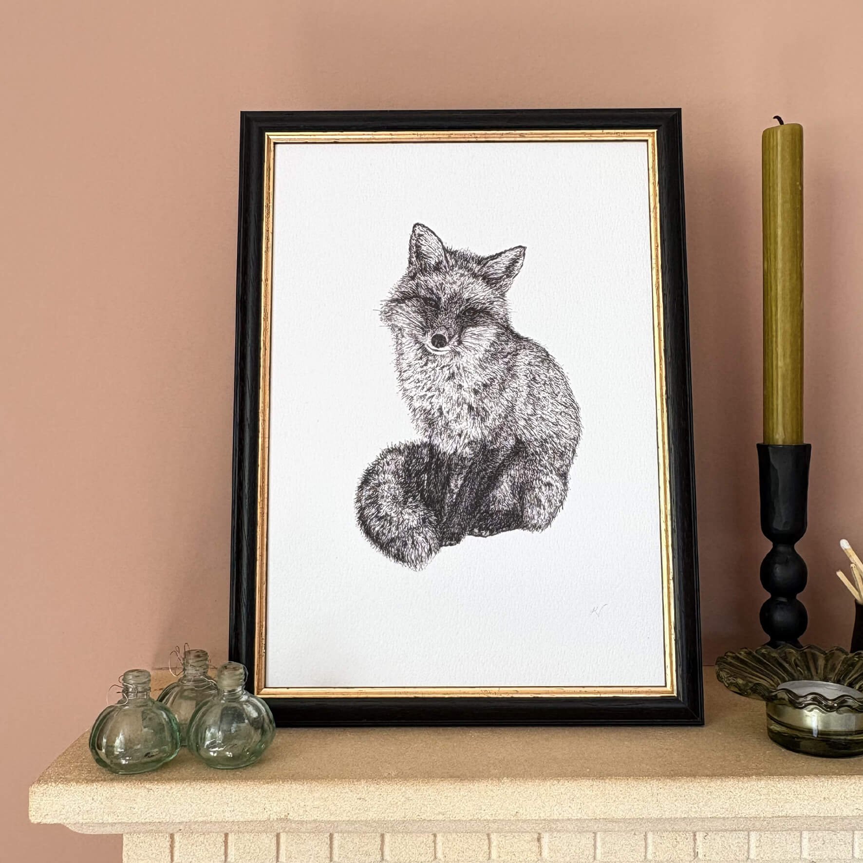 Black & Gold Framed Fox - Felix A4