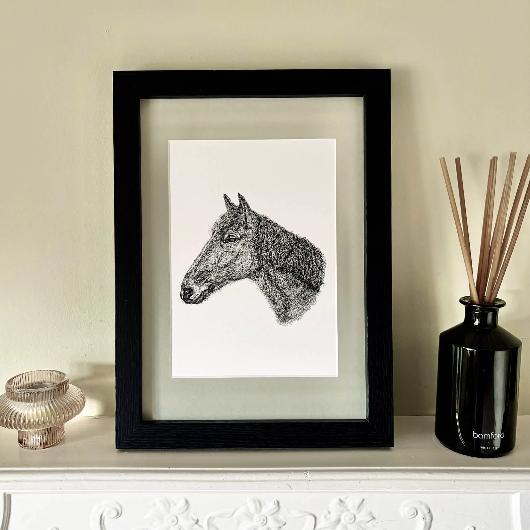 Oscar_horse_A4_Print_green_framed.jpg
