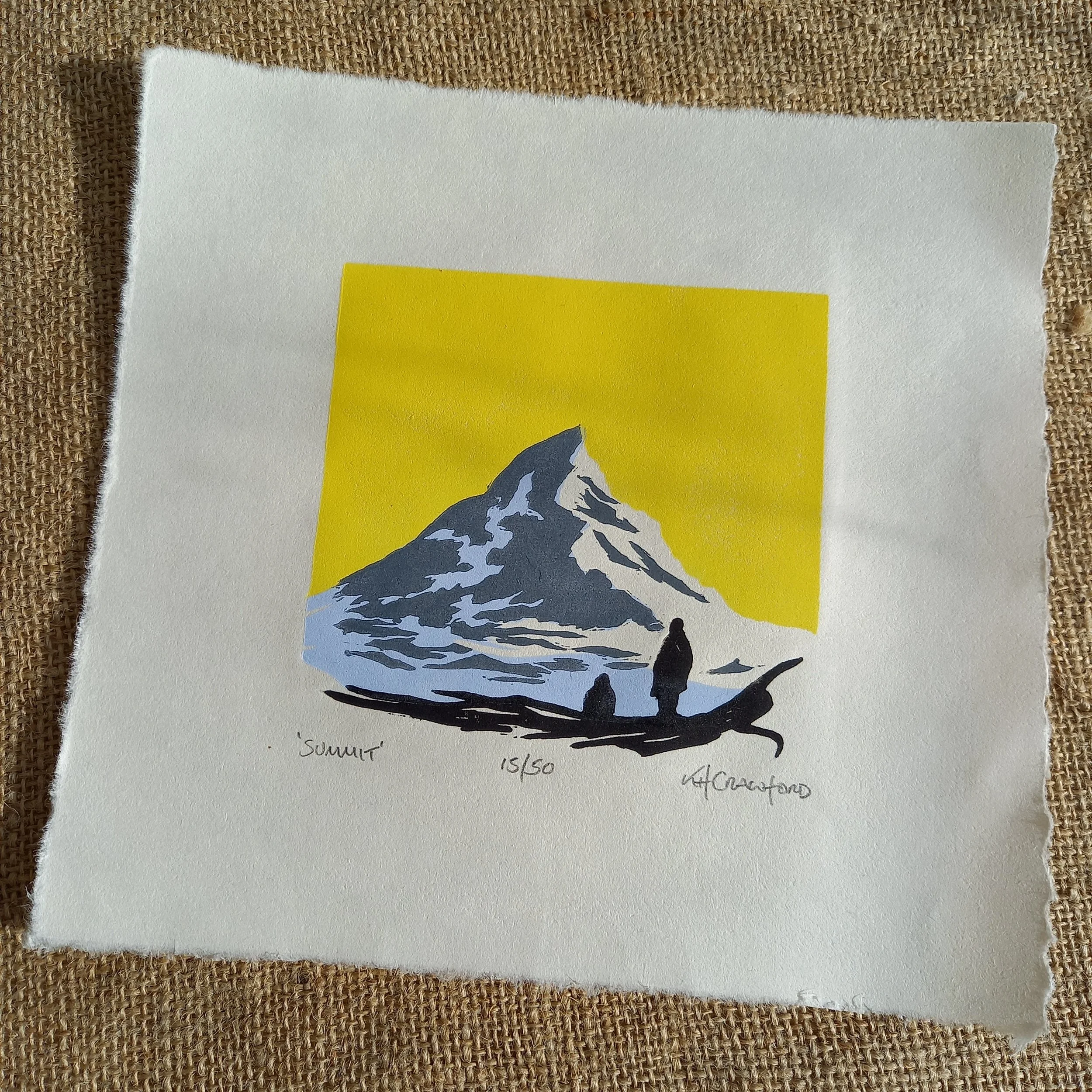 mountain landscape printmaking art linocuts