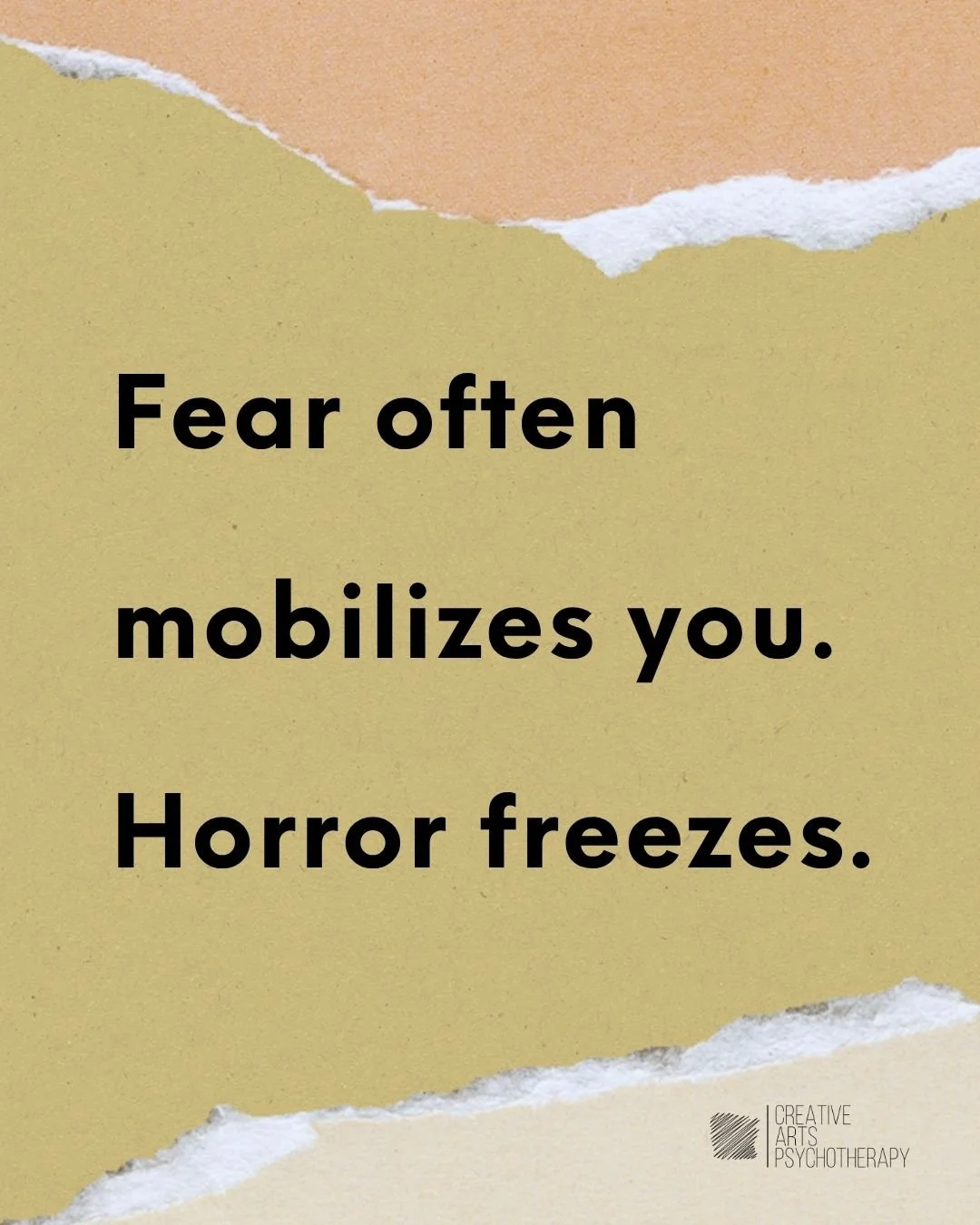 Horror is a specific trauma category... distinct from fear, distinct from general overwhelm. Fear typically mobilizes the nervous system toward action. Horror produces freeze, because there's no action available. The body charges up and has nowhere t
