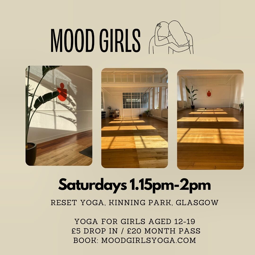 🎉 Saturday classes at the beautiful @resetstudioglasgow will resume on 3rd February 2024! 

🎉 Visit www.moodgirlsyoga.com for more info on classes and to book! 

#teenyoga #teenyogaclass #teenyogascotland #yogaglasgow #youngscot #youngpeoplesmental