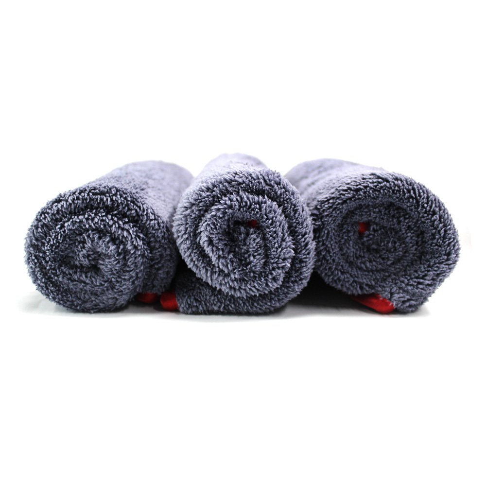 Grey W/ Black Silk Pro Series 600GSM Polishing Towel 