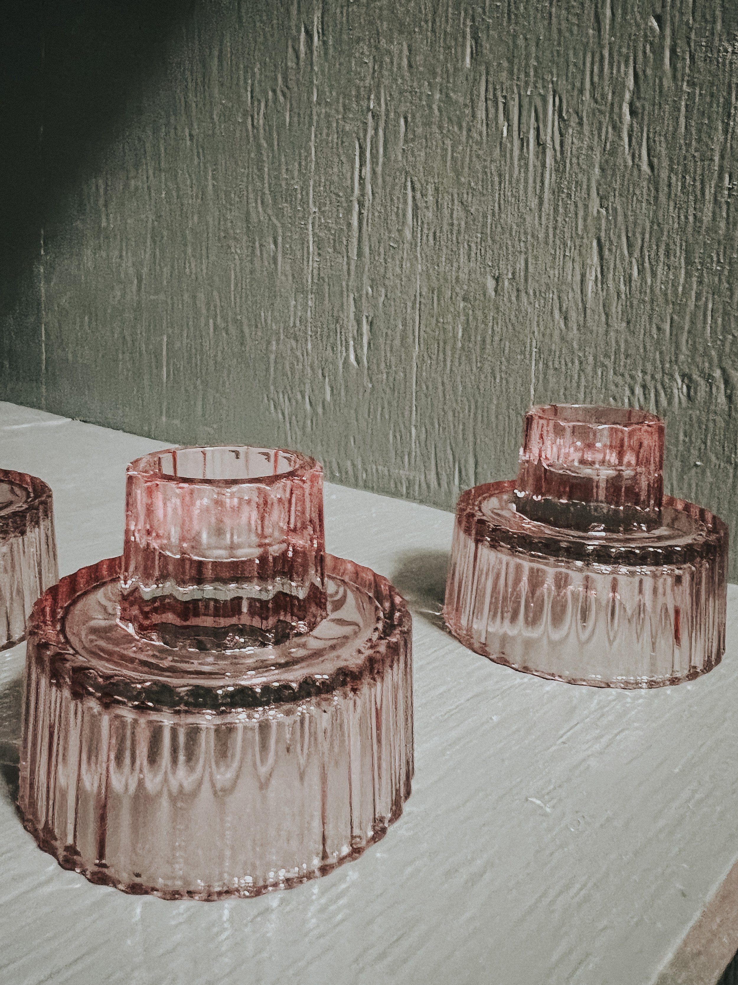 Pink tinted glass votive