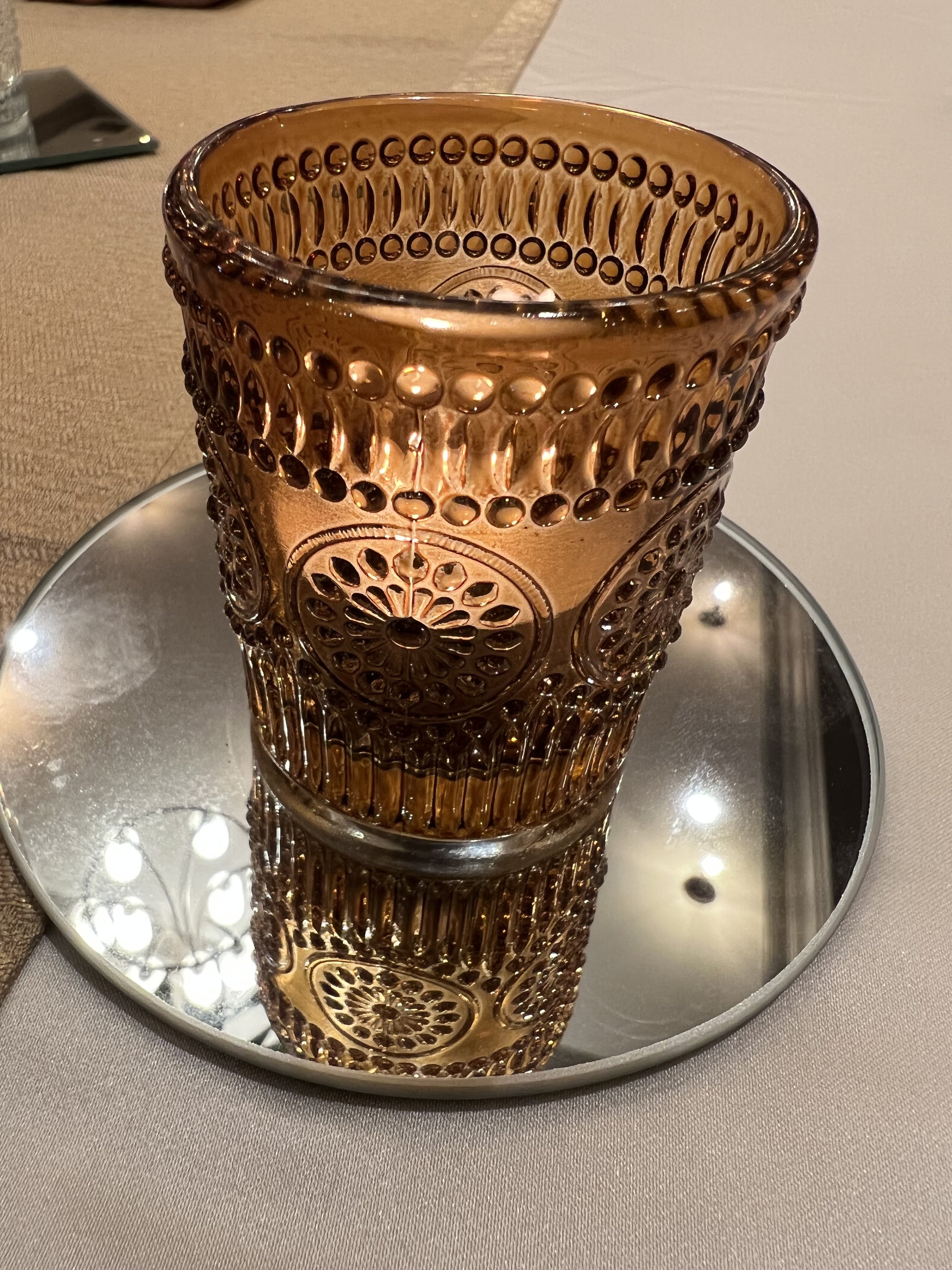 Amber decorative candle holder