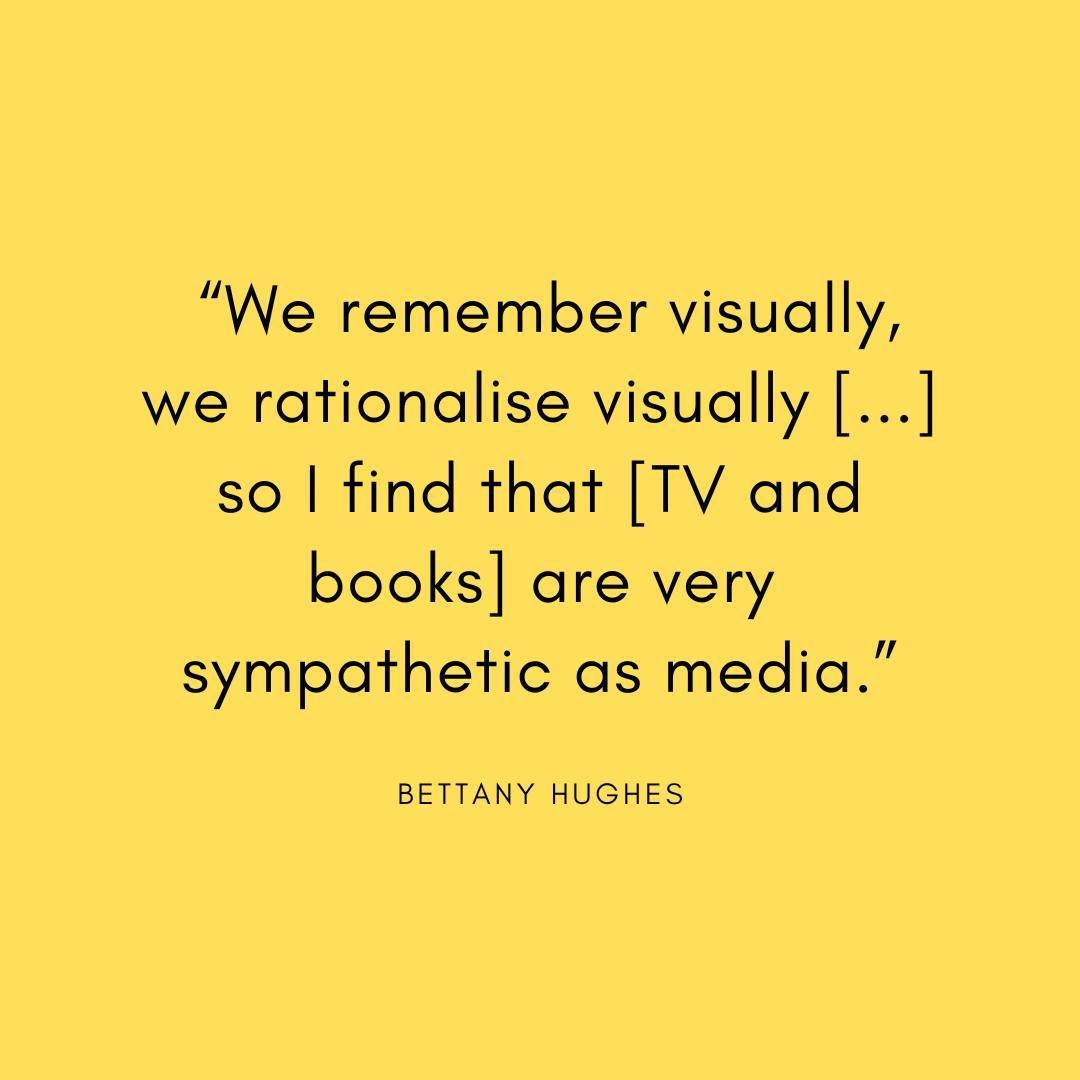 Historian @bettany_hughes has written and hosted more than 50 TV and radio documentaries so she understands the relationship between words and images better than most. In our latest episode she tells us about her approach. 

Listen now via the link i