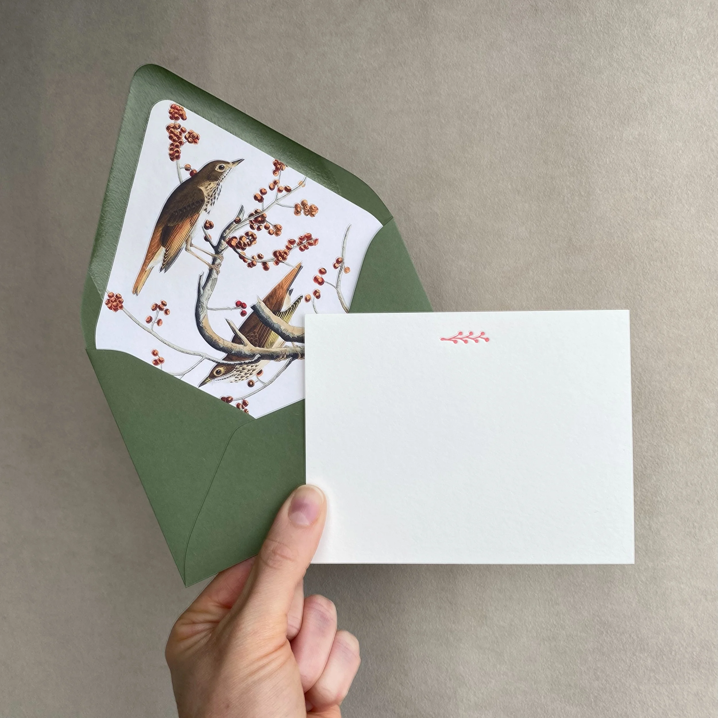 Winter Berry Birds Letterpress Stationery Pack