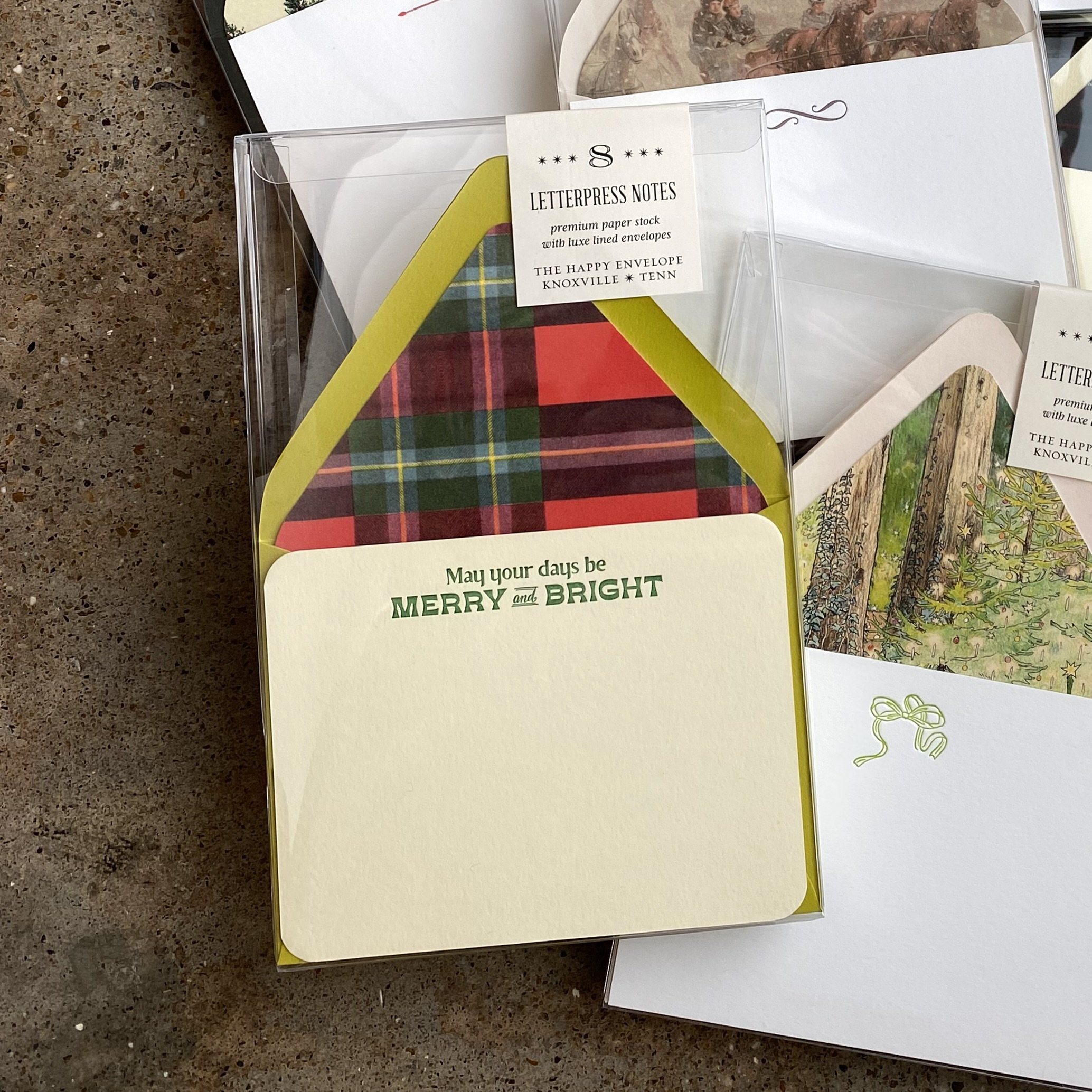 Merry Plaid Letterpress Stationery Pack, 2025 Holiday Collection
