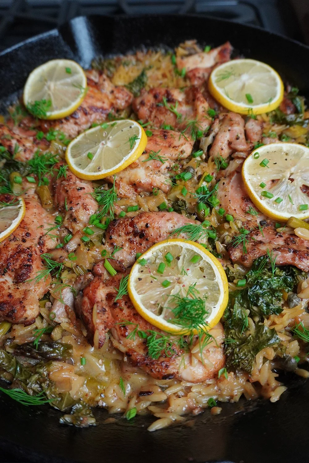 Chicken Piccata Orzo Bake