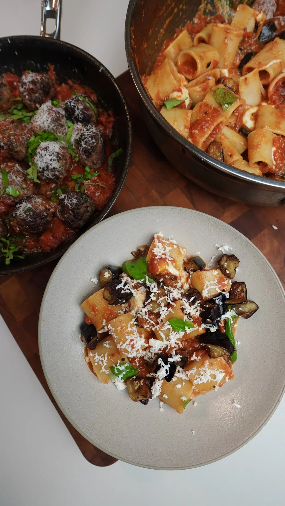 Pasta alla Norma + Meatballs