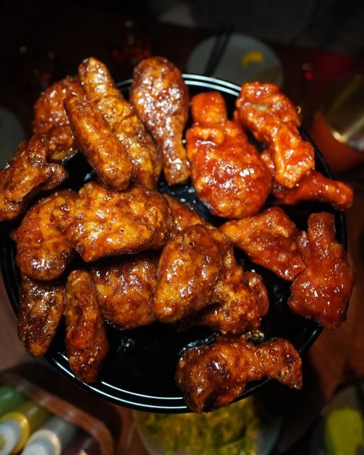 Soy glazed chicken and gochujang chicken spread from COQODAQ
