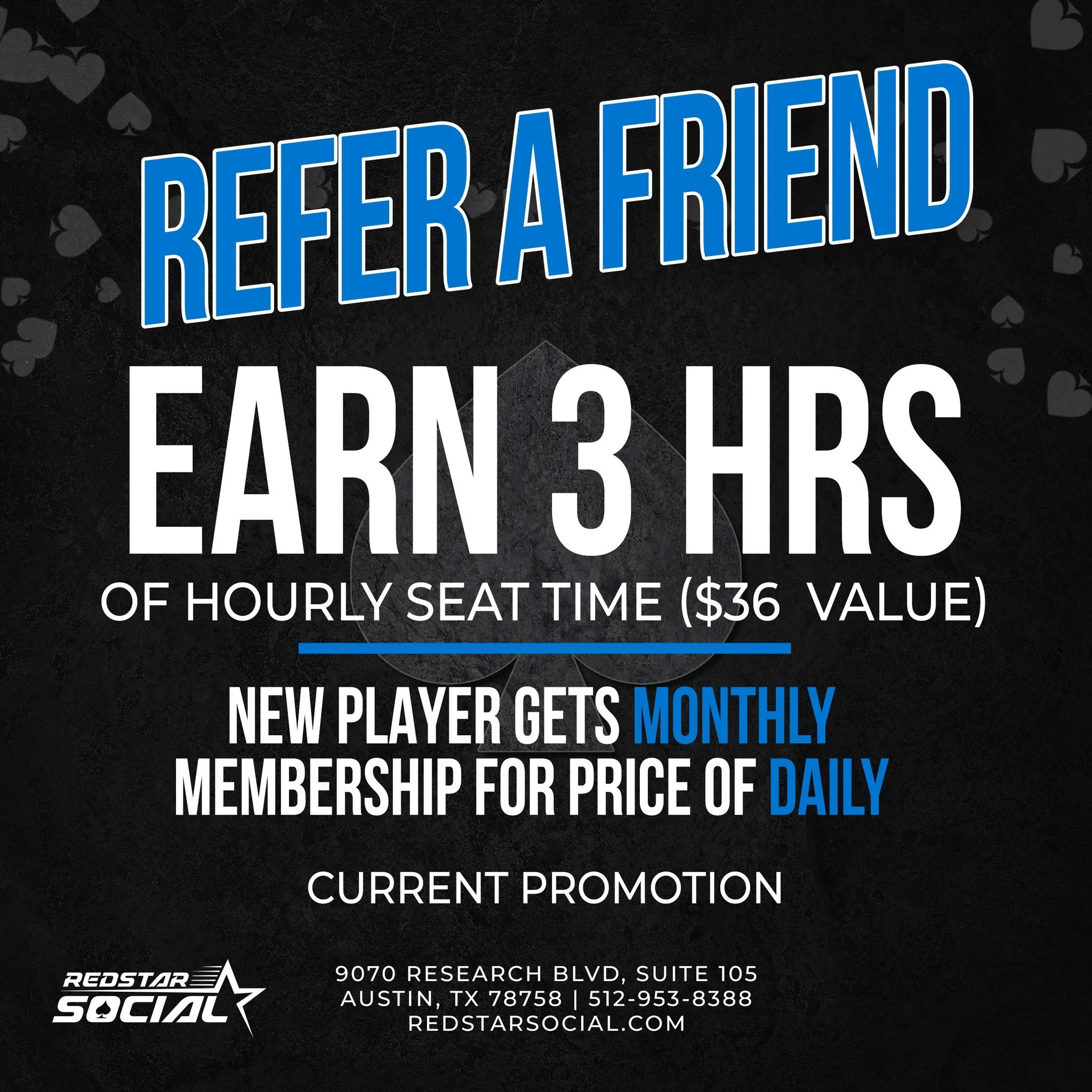 Sunday is in the cards. 

✅ Bonus: Bring a new player &amp; get 3 free hours of seat time.

Plus, your friend gets their first monthly for the price of a daily membership.