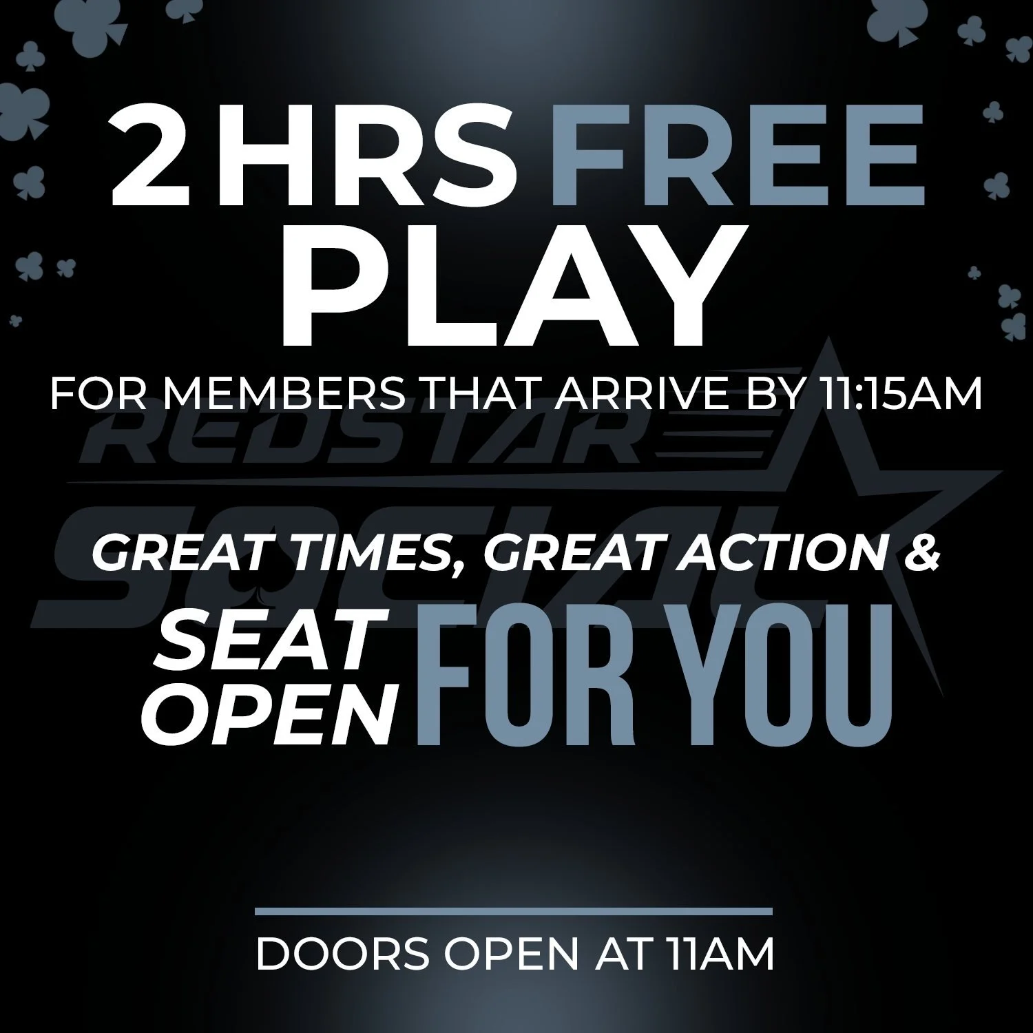 Sunday Funday is in the cards.

11am: $1/2 NLH w/bomb 💣 pots. Arrive by 11:15am and free play for your first two hours.