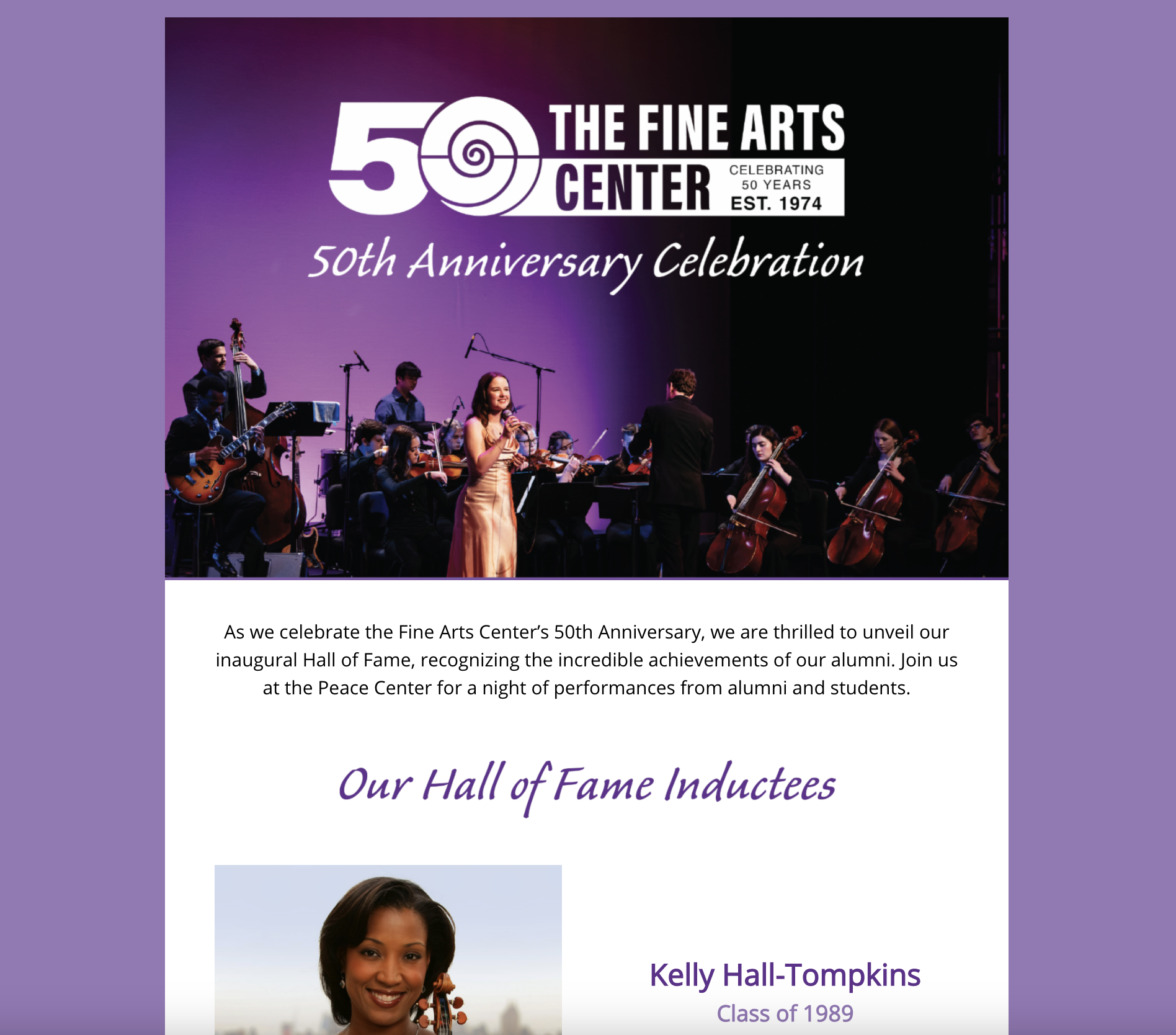 Fine Arts Center 50th Anniversary Celebration Program & Campaign