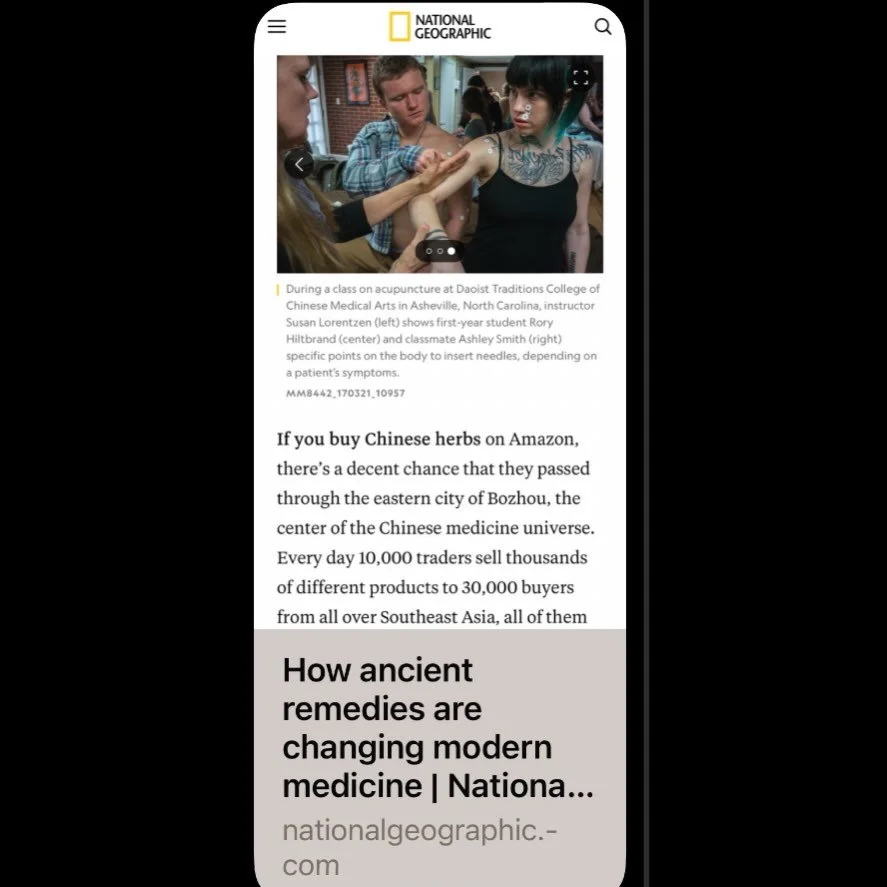 Throwback to when @watersacupuncture and I were included in @natgeo issue &ldquo;How Ancient Remedies are Changing Modern Medicine&rdquo; @daoisttraditions