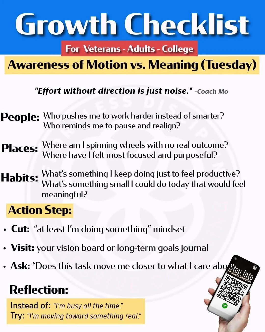 Is it helping or hurting? Aren&rsquo;t you tired of just &ldquo;trying&rdquo; this is your level up awareness card.

#growthmindset #military #veteranowned #motivational #free