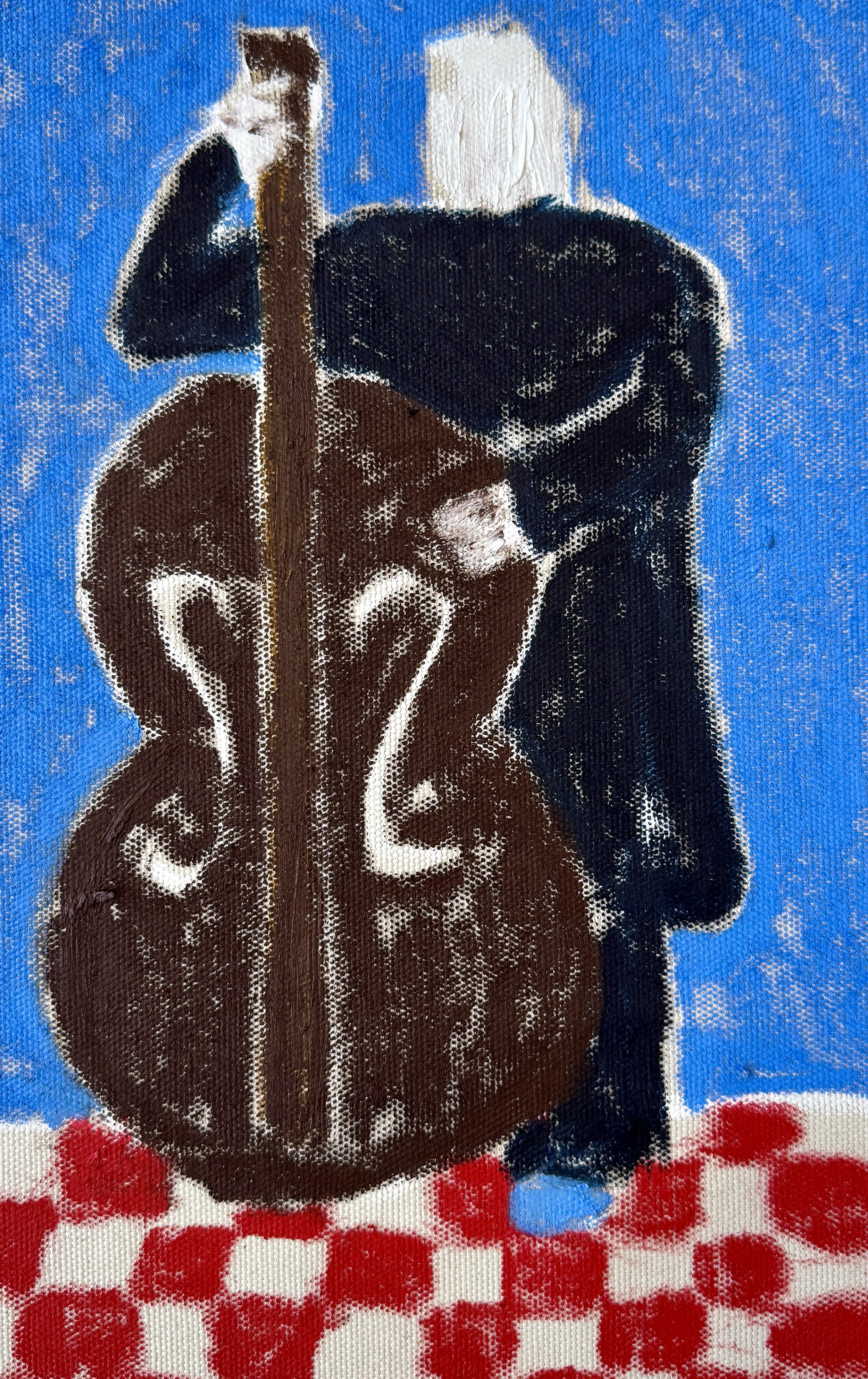 bass work, 32 x 19 cm, oil on raw canvas