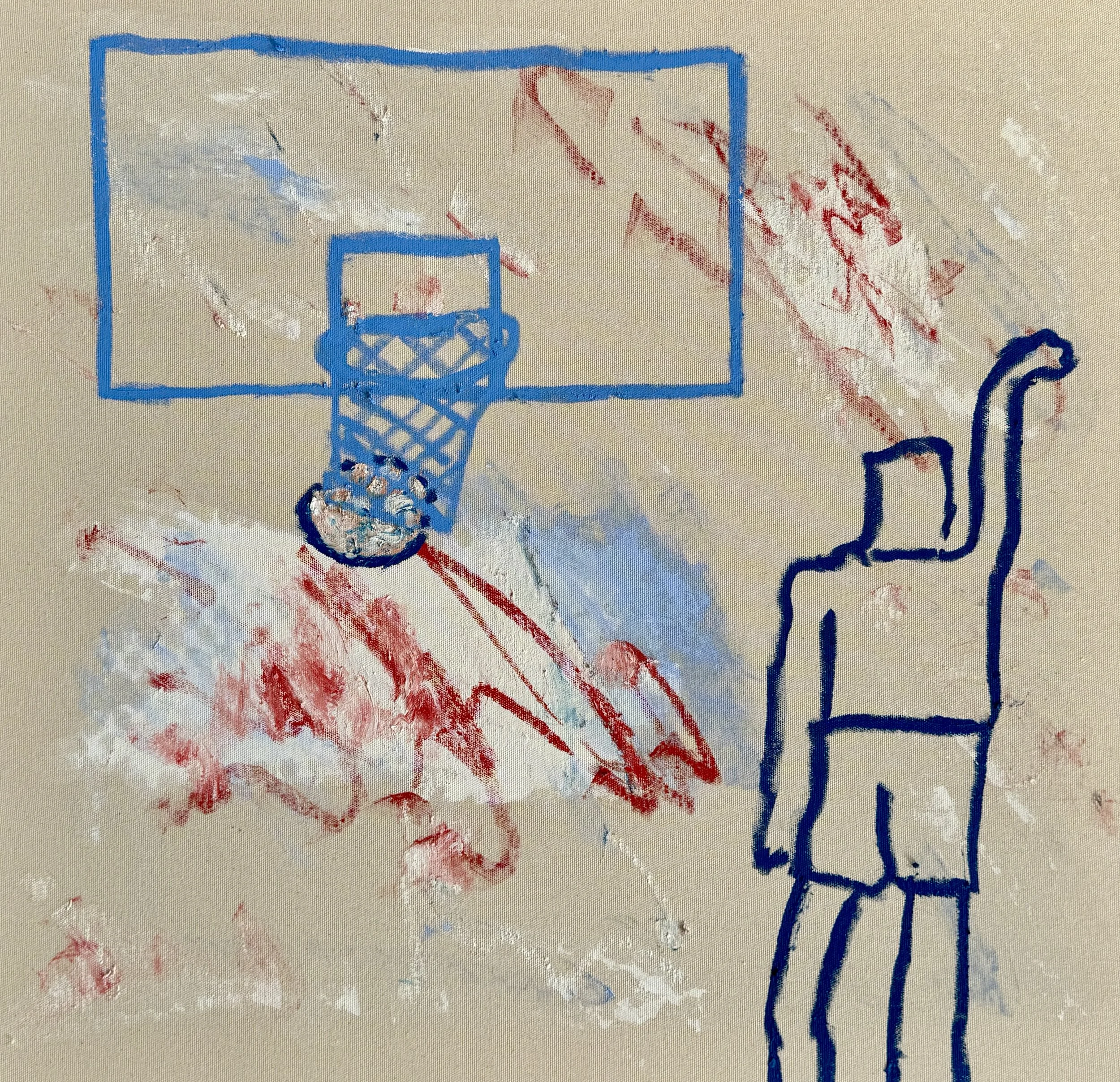 wet ball, 70 x 73 cm, oil on raw canvas