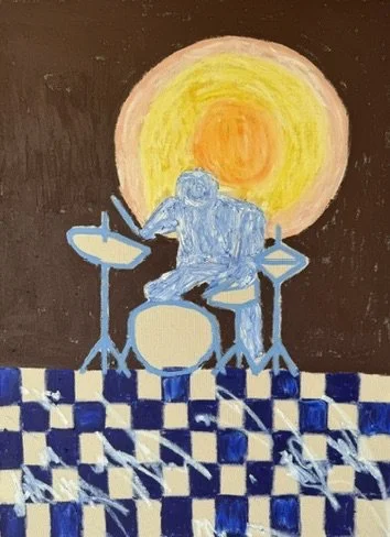 sunset solo (drums), 70 x 50 cm, oil on raw canvas 