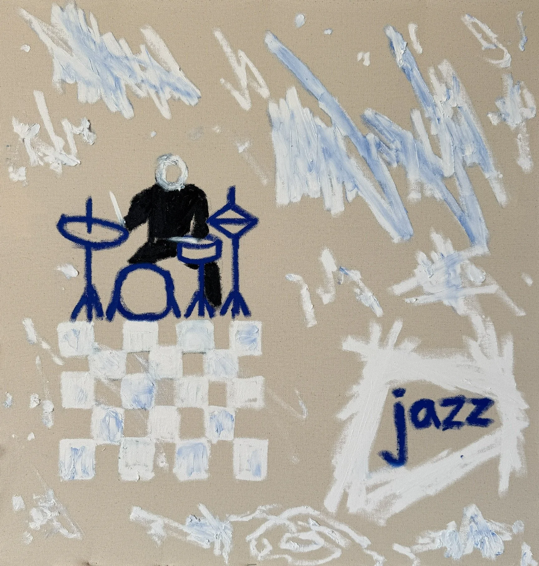 blue kit, 70 x 68 cm, oil on raw canvas
