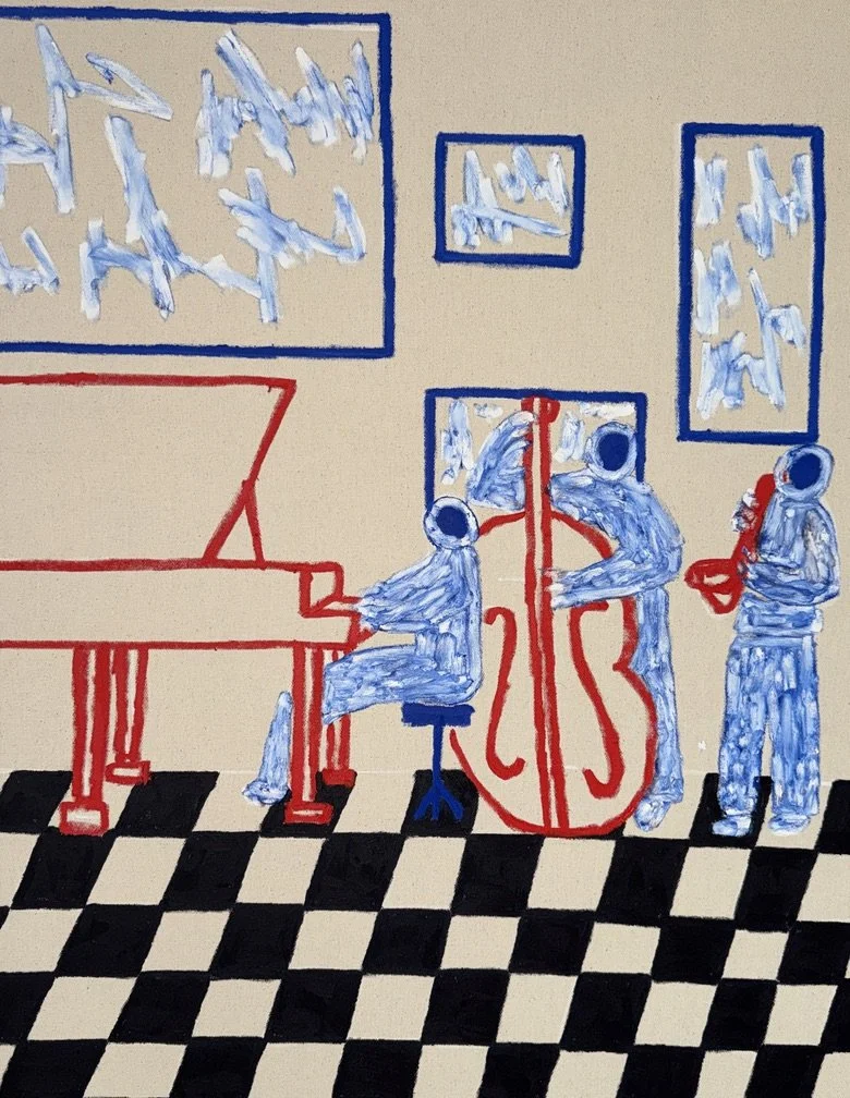 blue note, 90 x 75 cm, oil on raw canvas 