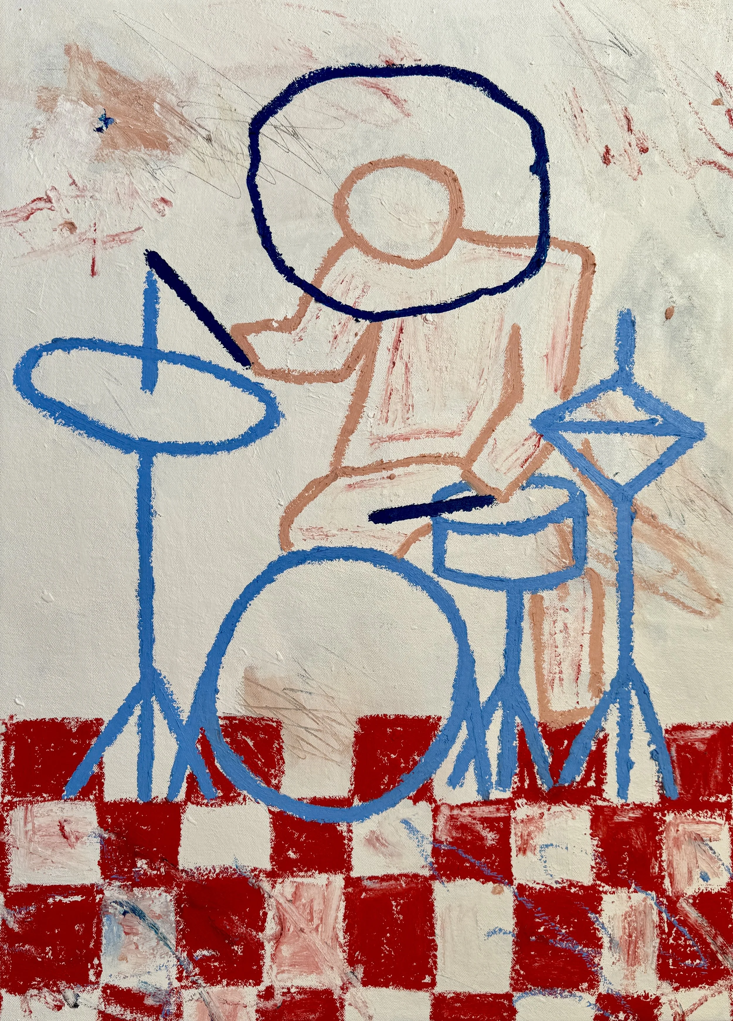 (SOLD) trommesolo, 92 x 67 cm, oil and acrylic on raw canvas 