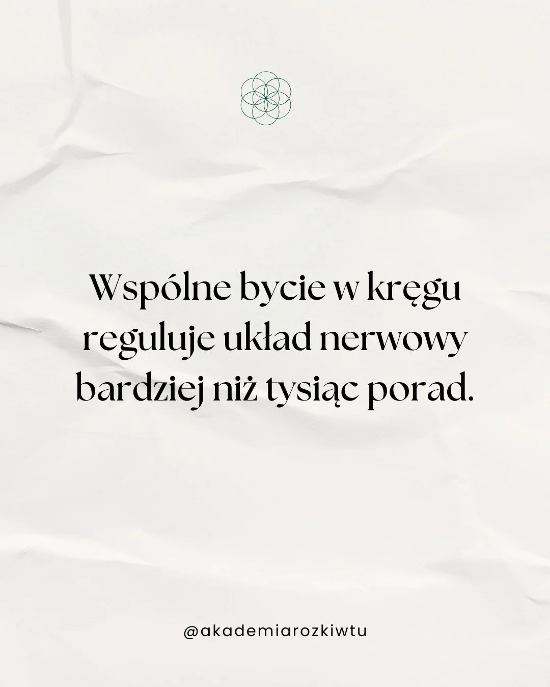 &bdquo;Wsp&oacute;lne bycie w kręgu reguluje układ nerwowy bardziej niż tysiąc porad.&rdquo;

Jak Twoje ciało reaguje, gdy czujesz się bezpieczna?

@akademiarozkwitu

Rozw&oacute;j Świadomości &bull; Kręgi Kobiet &bull; Wewnętrzna Moc
Ucieleśnienie &