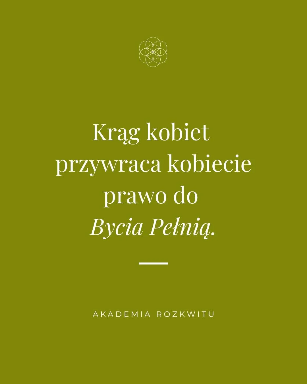 Krąg kobiet przywraca kobiecie prawo do bycia PEŁNIĄ.

Nie tylko silną. Nie tylko dobrą.
Po porostu BYĆ prawdziwą.

Kt&oacute;rej części siebie nie pozwalasz dziś być obecnej?

@akademiarozkwitu

Rozw&oacute;j Świadomości &bull; Kręgi Kobiet &bull; W