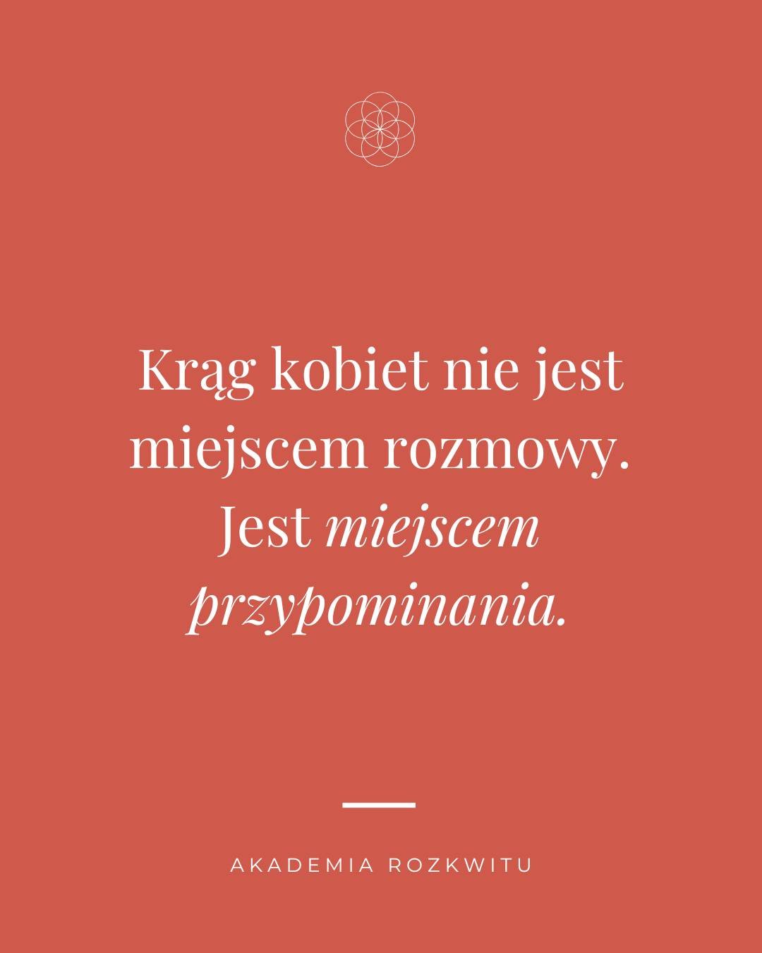 Nie uczysz się tu czegoś nowego.
Przypominasz sobie to, co zawsze było w Tobie.

@akademiarozkwitu

Rozw&oacute;j Świadomości &bull; Kręgi Kobiet &bull; Wewnętrzna Moc
Ucieleśnienie &bull; Rytuały Przejścia &bull; Przyw&oacute;dztwo Kobiet