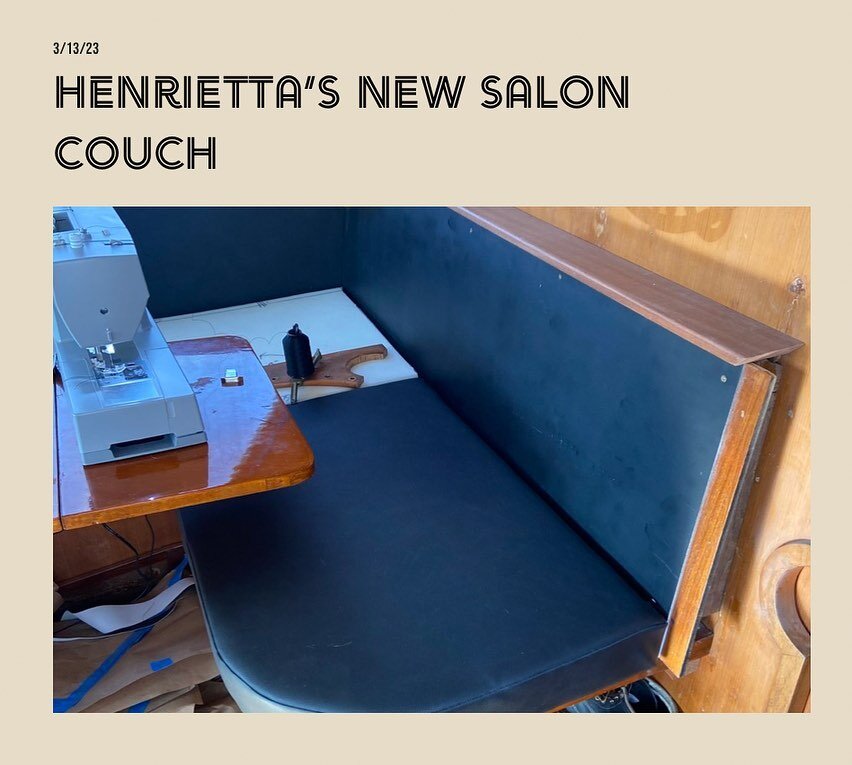 this week's blog post is about Henrietta's salon settee (couch) that Andrew rebuilt + made comfortable leather cushions for. 

we'll be sharing more of what we've been up to on Henrietta as well as listing our home on Airbnb, but in the meantime you 