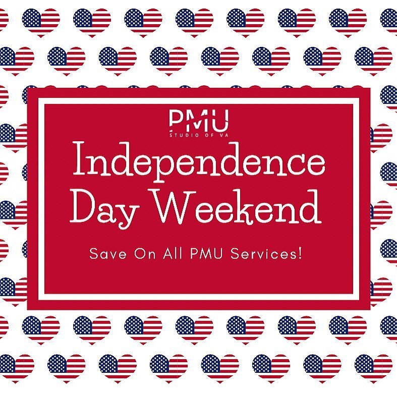 For all of you who have been asking for a PMU sale all year long&mdash;here you go! 😘

THIS WEEKEND ONLY! 🇺🇸

Visit www.pmustudiova.com for more information about our permanent makeup services or to book directly online! *Cannot be applied to prev