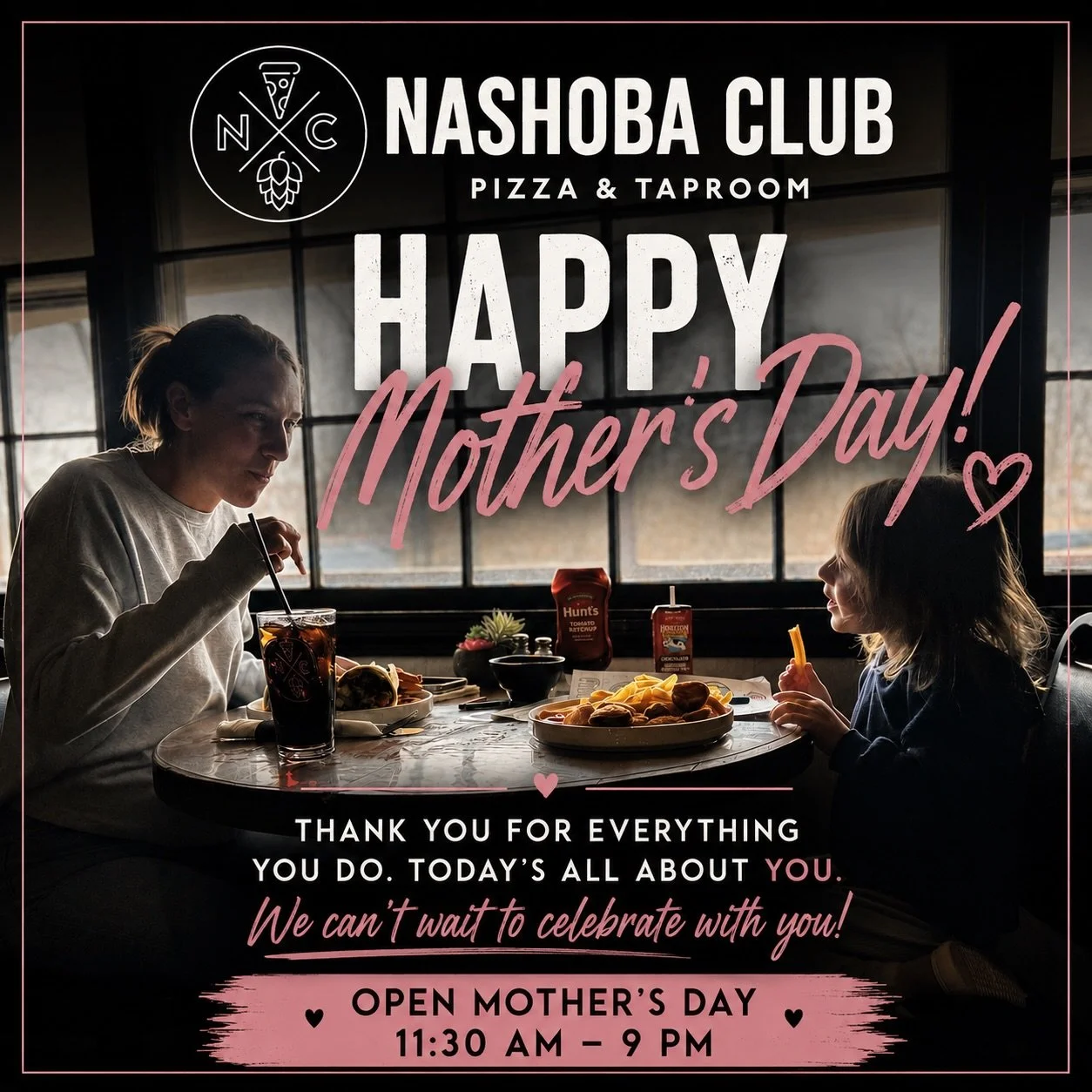 Happy Mother&rsquo;s Day to all the awesome moms out there today 💐❤️

Thanks for everything you do day in and day out &mdash; today&rsquo;s all about you. We can&rsquo;t wait to celebrate with you all day long 🍕🍹

Open today from 11:30 AM &ndash; 