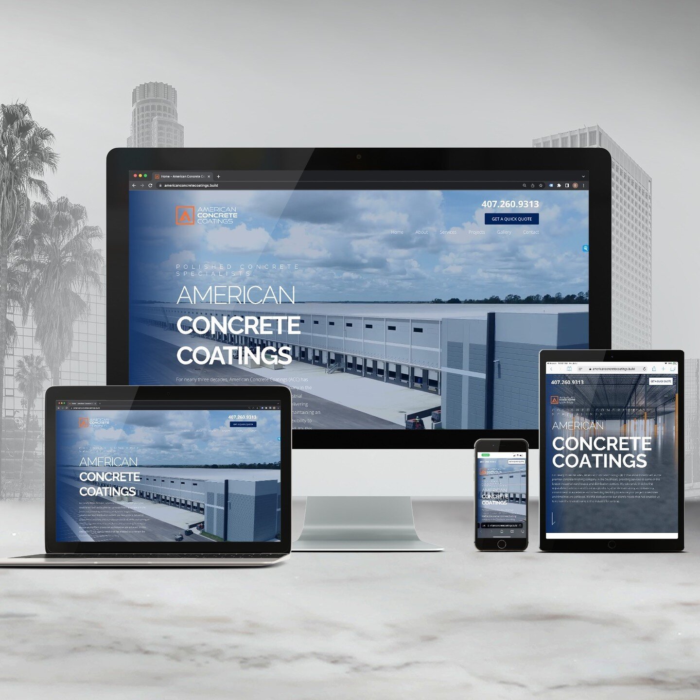 Loving the new site design for American Concrete Coatings! ACC is a regional powerhouse in the concrete finishing space. #websitedesign #lushdigital