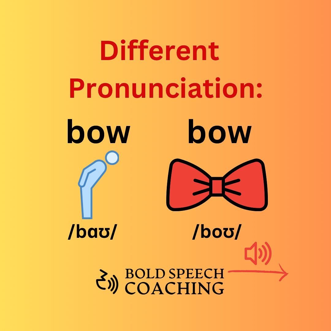 Different pronunciations of Bow #pronunciation #accentreduction #americanaccent #homographs #bow