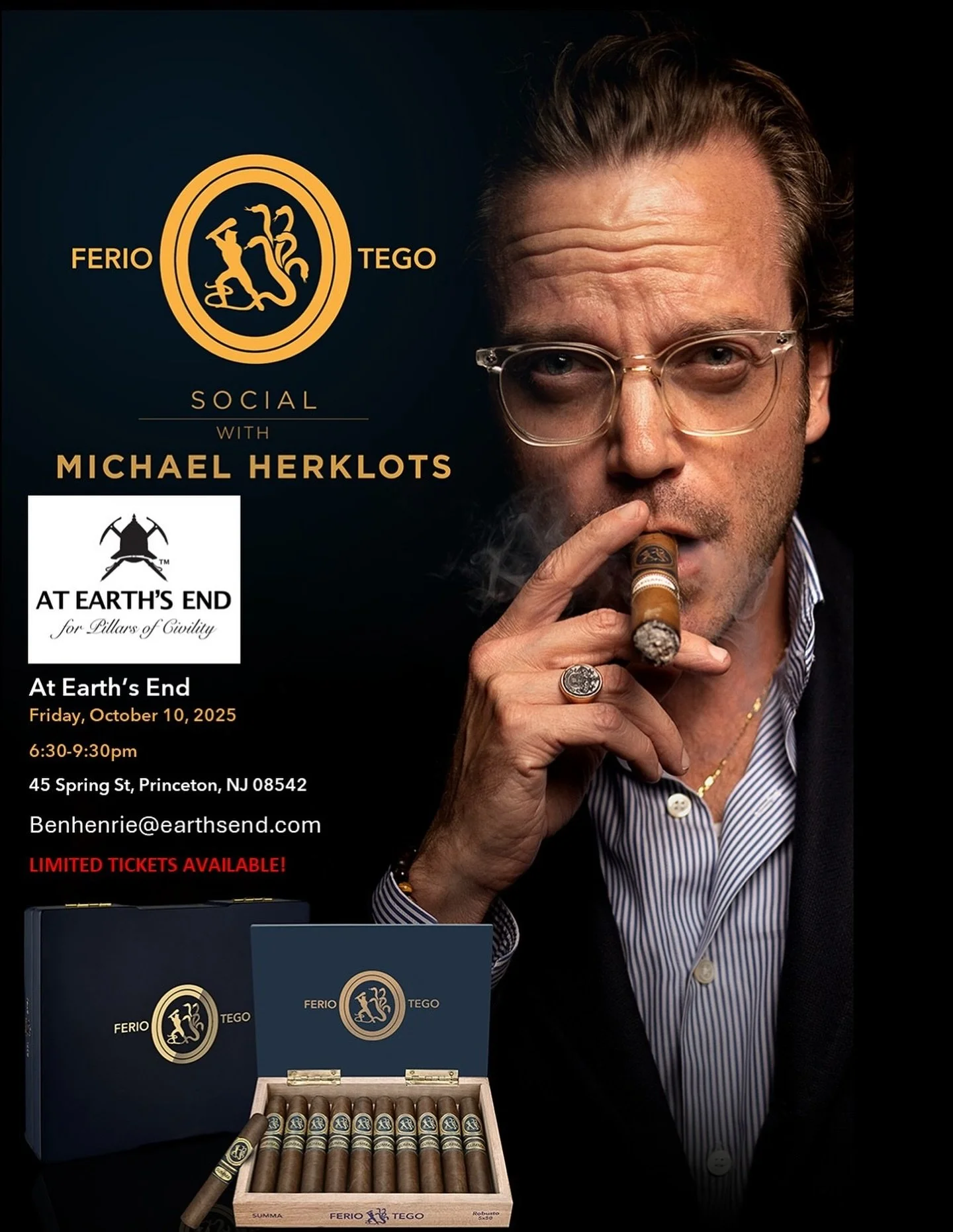 PRINCETON, NJ
Friday, Oct 10
@princetoncigaratearthsend 
6:30-9:30p
LIMITED AVAILABILITY