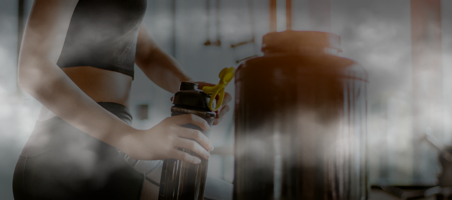 Creatine supplement powder in water