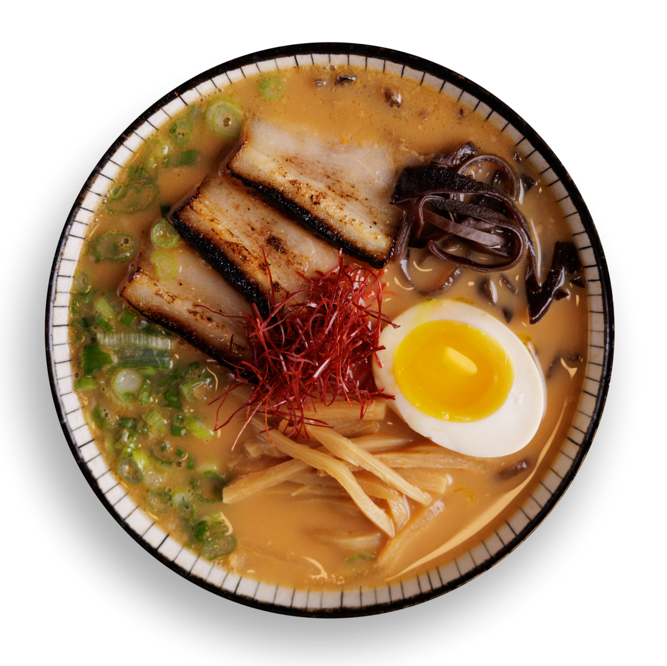 SPICY TONKOTSU RAMEN
Tofu, Soft Boiled Egg, Crispy Garlic, Pork Belly Chashu, Bamboo Shoot, Woodear Mushroom