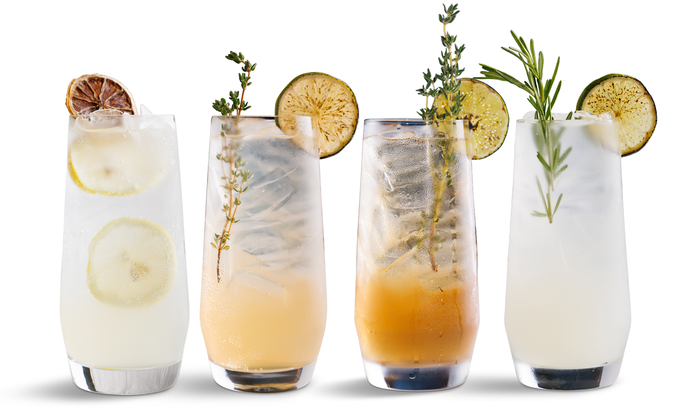 Umefizz, Yuzumi, Earl Grey Highball, and Hana Highball cocktails