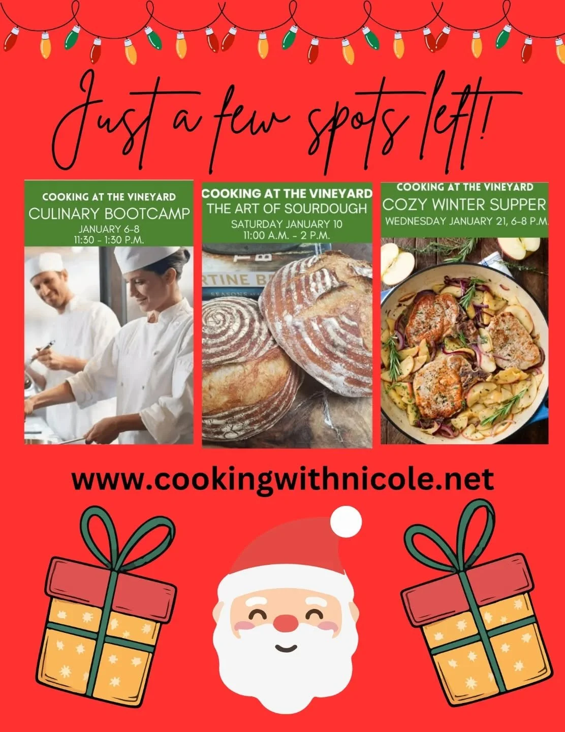 Give the gift of cooking to the foodies in your life - even if that's you! Only 2 spots left in each of these classes. Don't wait for the man with the bag, grab 'em while you still can.  Link in bio to book...go go go!