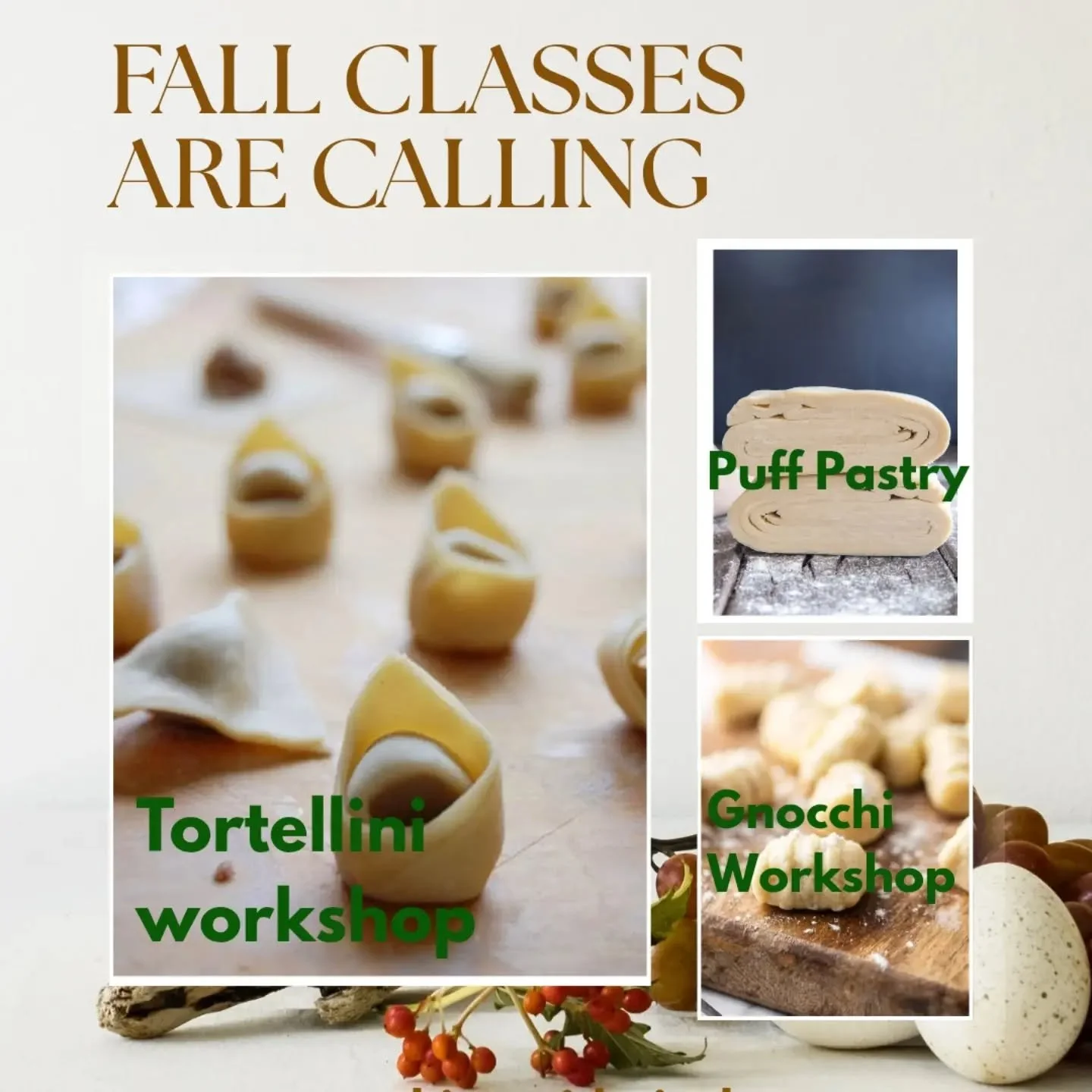 Fall classes hit the website yesterday, and we&rsquo;ve got just a few spots left in these amazing workshops!

All of these classes are a tad bit hard&mdash;but take a leap of faith! You can do hard things. 💪

Meet me in my kitchen and expand your c