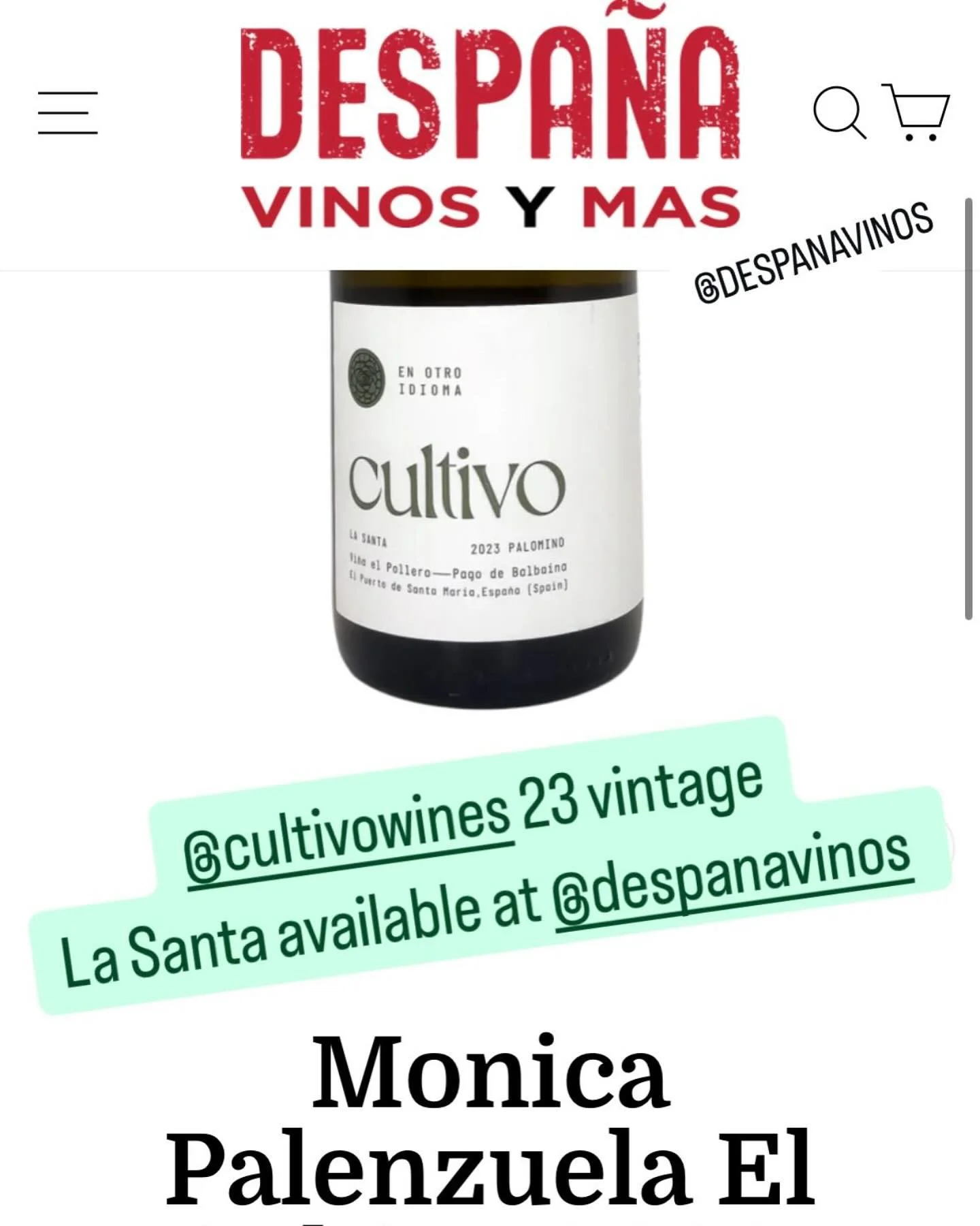 Cultivo Wines 2023 La Santa now available at @despanavinos in NYC!! Could not be more excited about this! Swing by and buy a bottle! Oh and grab some treats next door at @despananyc &hellip; yum.