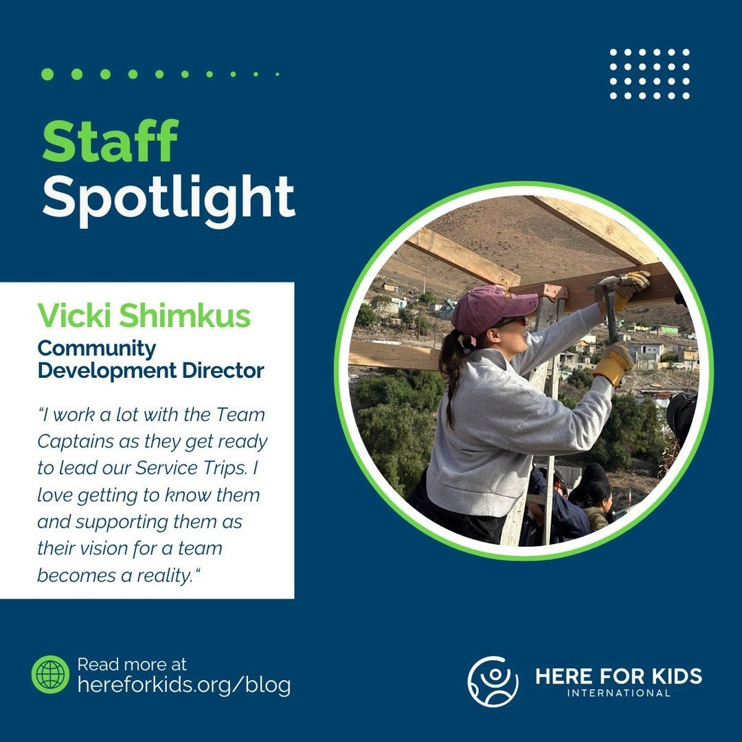 This week in our ✨Staff Spotlight Series✨ we're featuring Vicki - our Community Development Director! 💚

We are so lucky to have Vicki on our team! She plays a key role in preparing teams for our service trips. Read Vicki's full interview at herefor