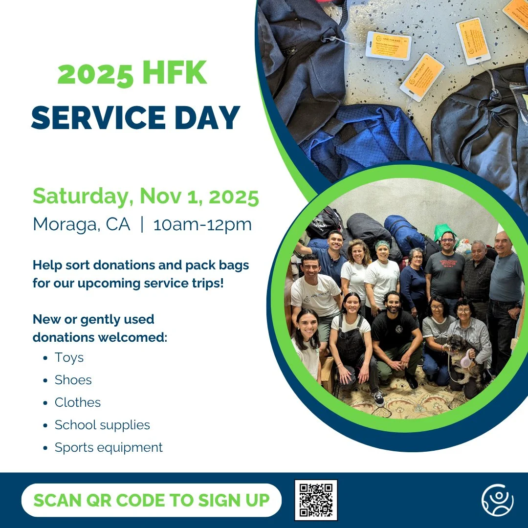 You’re Invited: Join us for the 4th Annual HFK Service Day! π«Ά
On Saturday, November 1st come spend the day with us as we sort donations and pack duffle bags for our upcoming trips. Your time and support help us make a real difference! π
π