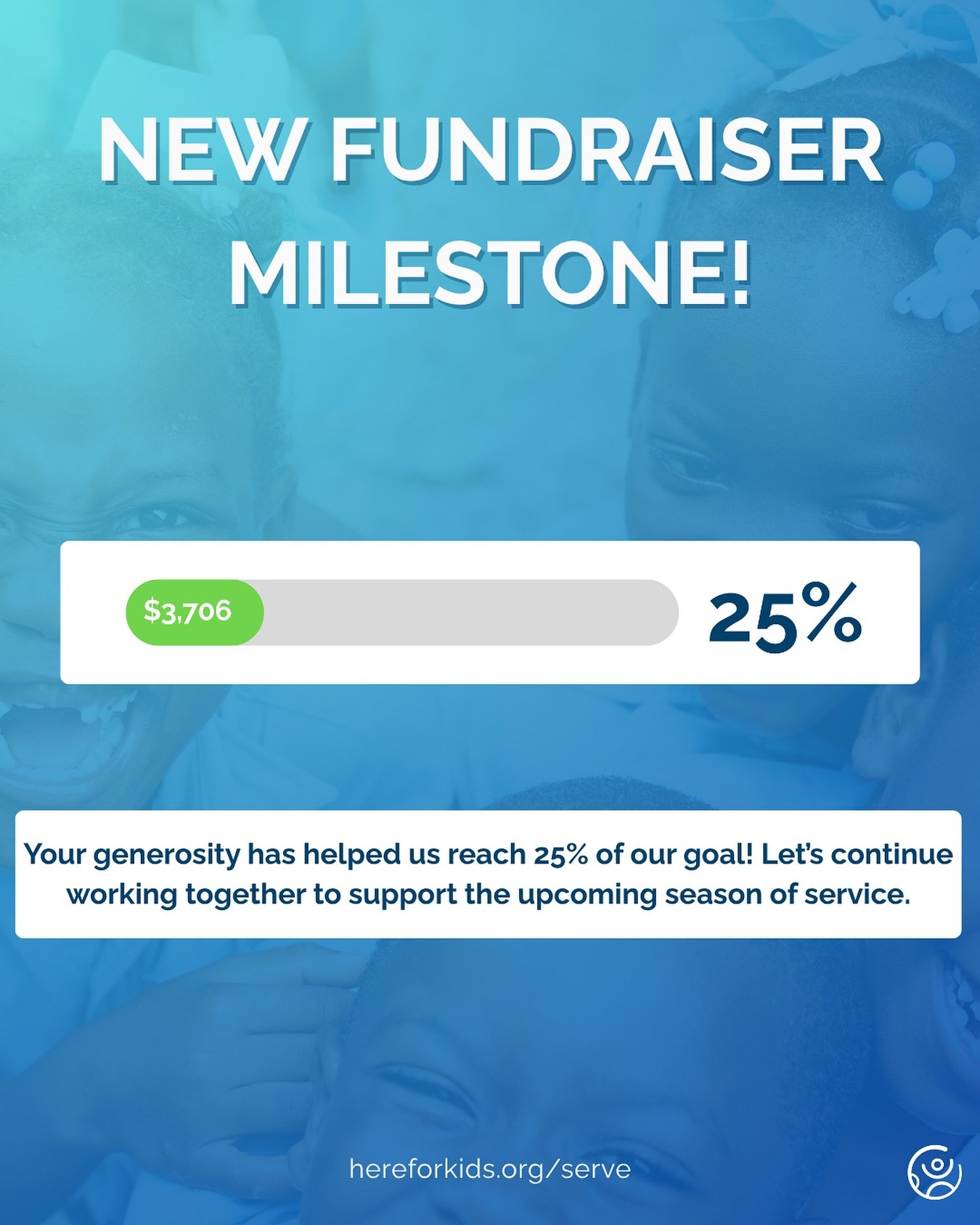 Thanks to your generosity, we&rsquo;ve reached 25% and hit the halfway point of our anniversary campaign. 🎉

With December 3 right around the corner, we invite you to continue supporting and sharing so we can power an incredible season of service. ?