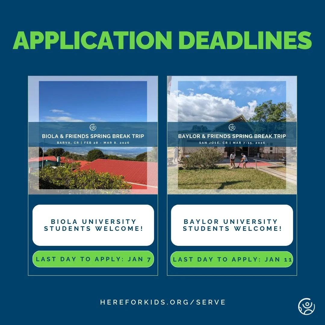 The application deadlines for our Costa Rica trips are almost here, and we don&rsquo;t want you to miss this opportunity to make a real difference. 🇨🇷✨

This Barva, Costa Rica trip deadline is Wednesday, January 7, and this San Jos&eacute;, Costa R