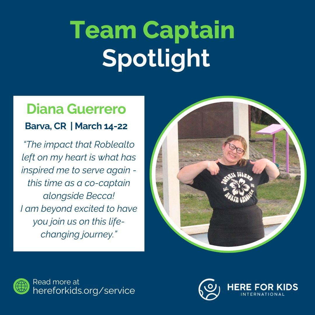 Team Captain Spotlight: Diana Guerrero 🌟

Meet Diana, one of the Team Captains for the Liberty &amp; Friends Spring Break Trip to Costa Rica! After serving on her first international trip with HFK in 2025, Diana is returning this time stepping into 