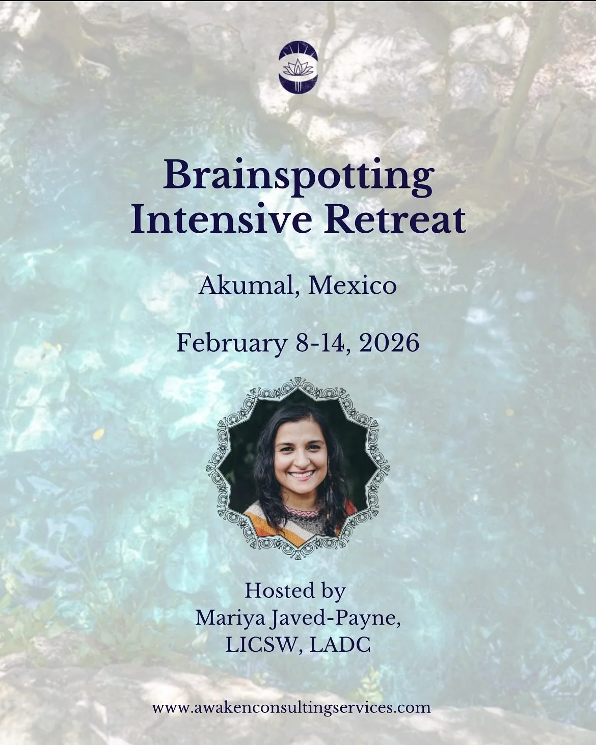 🌊💫Brainspotting Intensive Retreat💫🌊 

📍 Akumal, Mexico

📆 Feb 8-Feb 14, 2026

Find clarity. Reconnect with your truth. Heal deeply✨

Join us for a week-long intensive retreat that weaves together transformative Brainspotting techniques, soulful