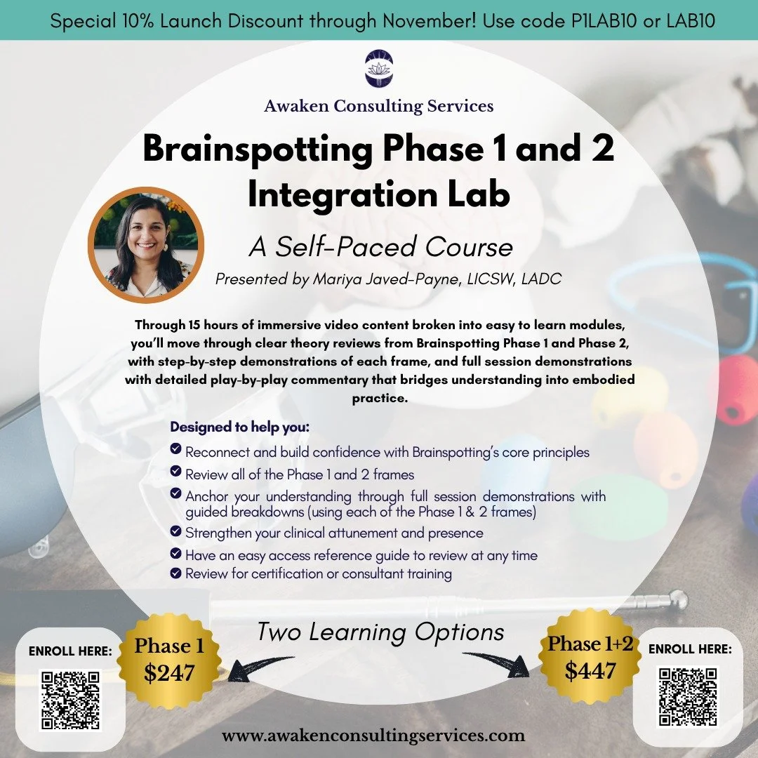 New Self-Paced Course: The Brainspotting Integration Lab

So many of us leave a Brainspotting training wishing we could rewatch the demos, revisit the theory, and deepen our understanding at a slower, more spacious pace. I&rsquo;ve felt that too, whi
